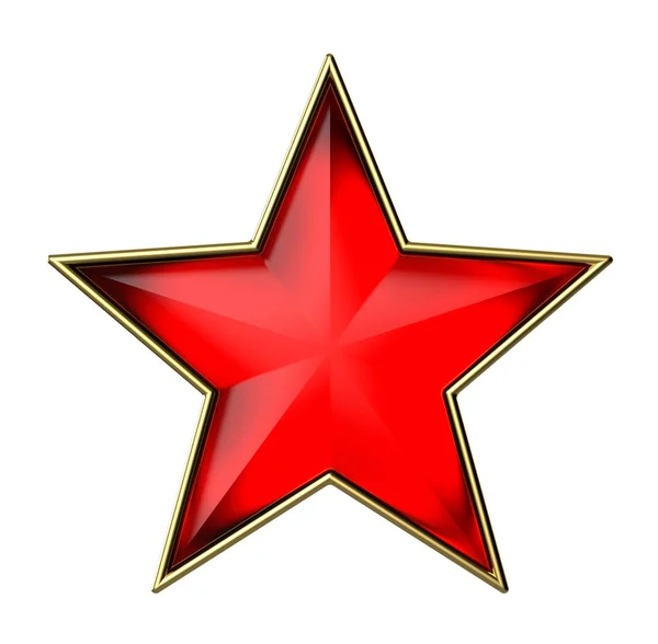 3D红星在白色背景上被隔离 — 图库照片
