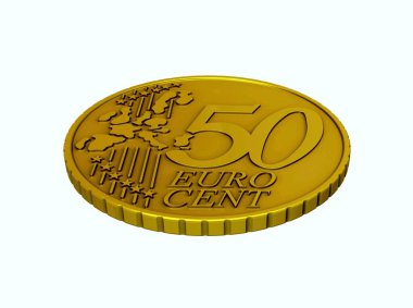 Beyaz arka planda 50 euro izole edilmiş. 3B illüstrasyon.