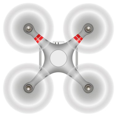 Drone, kuadkopter üst görünümü. Beyaz bir arkaplanda izole edilmiş.