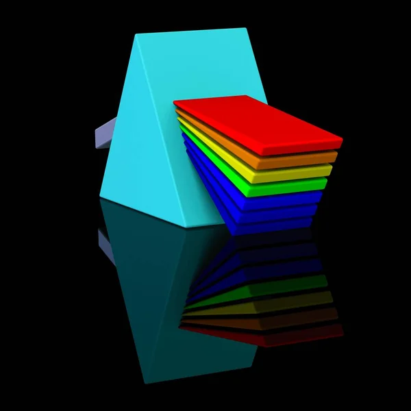 Prism. Light separated to spectrum through prism. 3D Illustration.