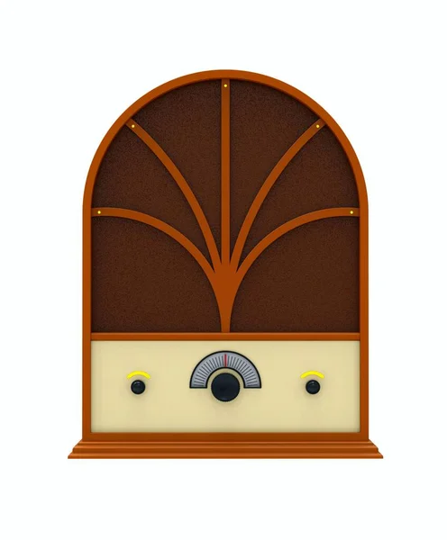 Vintage Antika Retro Gammal Radio Isolerad Vit Bakgrund Illustration — Stockfoto