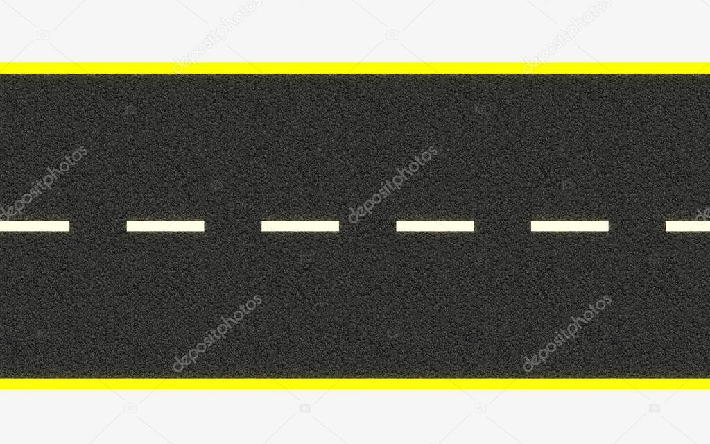 Asphalt road isolated on white background.