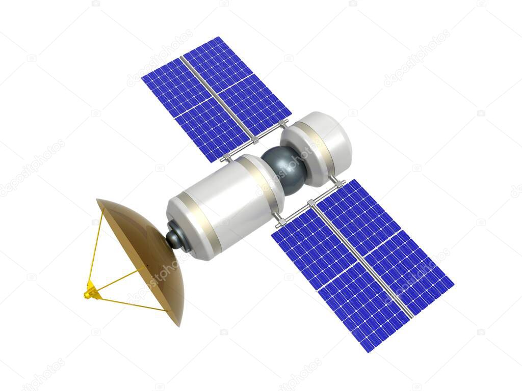 Artificial satellite of the earth. 3D illustration.