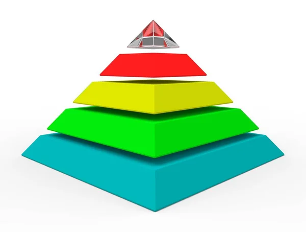 金字塔Pyramid五个要素战略 商业信息图表 金字塔图有5个台阶 3D说明 — 图库照片