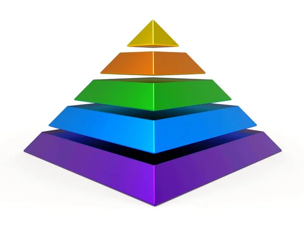 金字塔Pyramid五个要素战略 商业信息图表 金字塔图有5个台阶 3D说明 — 图库照片