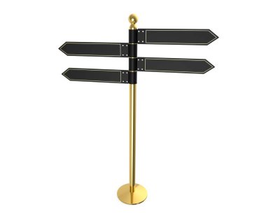 Boş yön tabelaları. Yön göstergesi. 3B illüstrasyon.