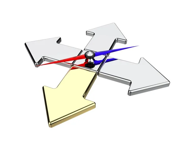 コンパスの矢印は方向を示します 方向を示す矢印 3Dイラスト — ストック写真