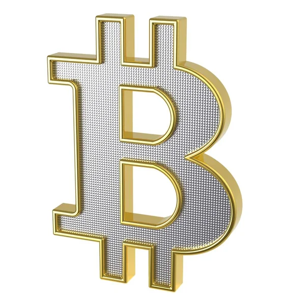 Signo Dorado Bitcoin Icono Moneda Oro Bitcoin Aislado Ilustración — Foto de Stock