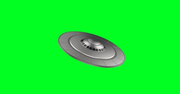 Ufo Űrhajó Zöld Chroma Kulcson Forog Felbontás Illusztráció — Stock videók