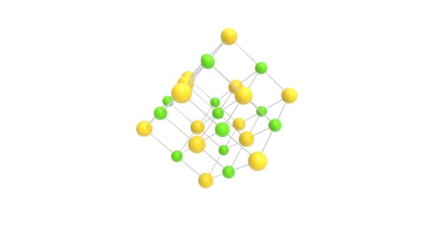 Crystal Lattice Nacl Roterar Grön Kromnyckel Bergsalt Natriumklorid Upplösning Illustration — Stockvideo