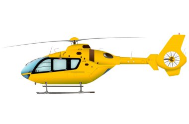 Turkuaz helikopter. Beyaz arka planda uçan bir helikopter. 3d illüstrasyon.