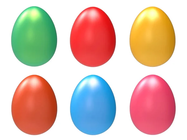 Six Easter Eggs Festive Easter Eggs Different Colors Illustration — Stock Photo, Image