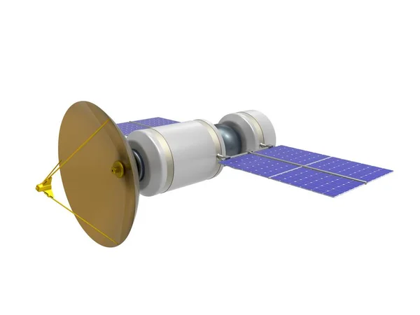アンテナとの宇宙通信衛星 3Dイラスト — ストック写真