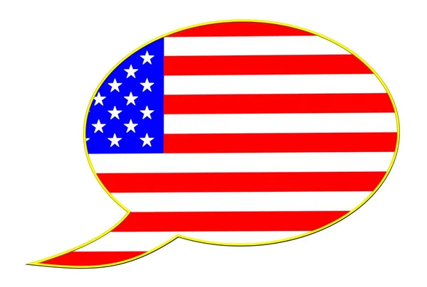 Bolla Discorso Con Bandiera Americana Concetto Dice America Illustrazione — Foto Stock