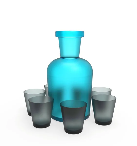 Glasses Bottle Alcohol Liquor Bottle Drink Product Mockup Illustration — Stock Photo, Image