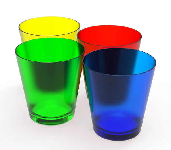 Drick Glas Färg Dricka Glasögon Isolerad Vit Bakgrund Illustration — Stockfoto