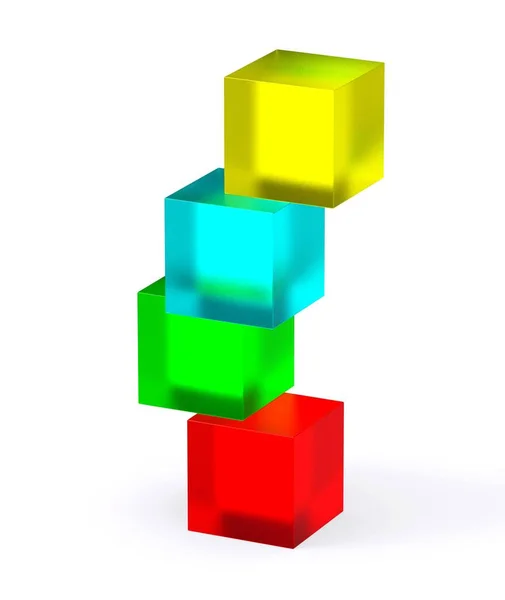 Cubos Equilibrar Coluna Cubos Bloco Cúbico Equilibrado Topo Equilibrar Formas — Fotografia de Stock