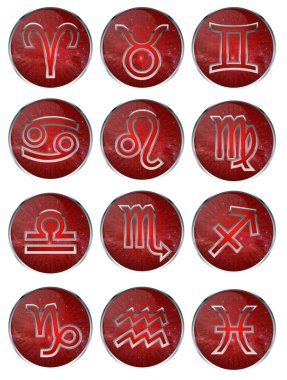 Zodiac işaretleri. Burç simgelerini yuvarlayın. Yıldızlı gökyüzünün arka planında burç işaretleri.