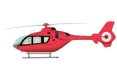 Turkuaz helikopter. Beyaz arka planda uçan bir helikopter. 3d illüstrasyon.