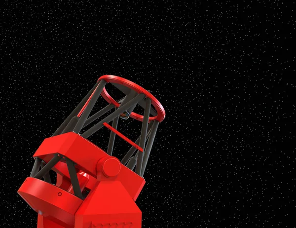 星の空の反対側にある天文光学望遠鏡 天文機器望遠鏡 天文観測のための観測所 3Dイラスト — ストック写真