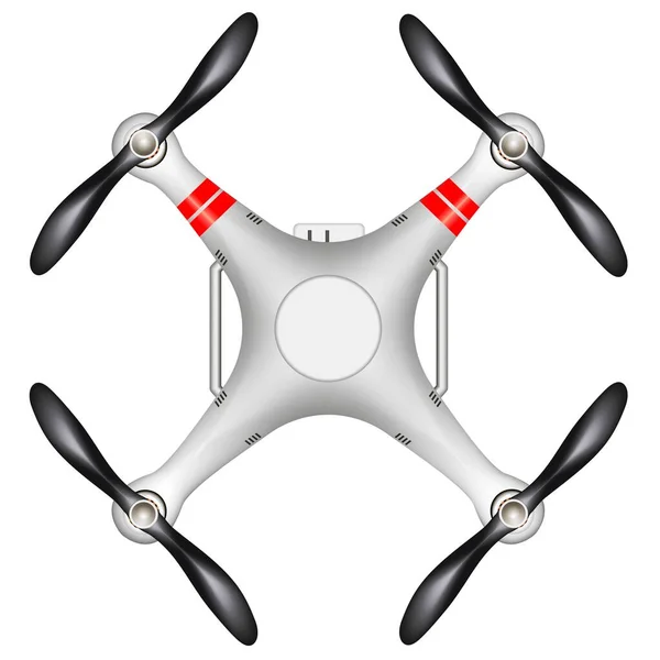 Drone Quadcopter Bovenaanzicht Geïsoleerd Witte Achtergrond Elektrische Drone Koperen Helikopter — Stockfoto