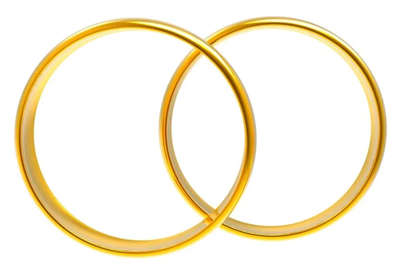 Dva Zlaté Snubní Prsteny Svatební Prsteny Izolované Bílém Pozadí Ilustrace — Stock fotografie