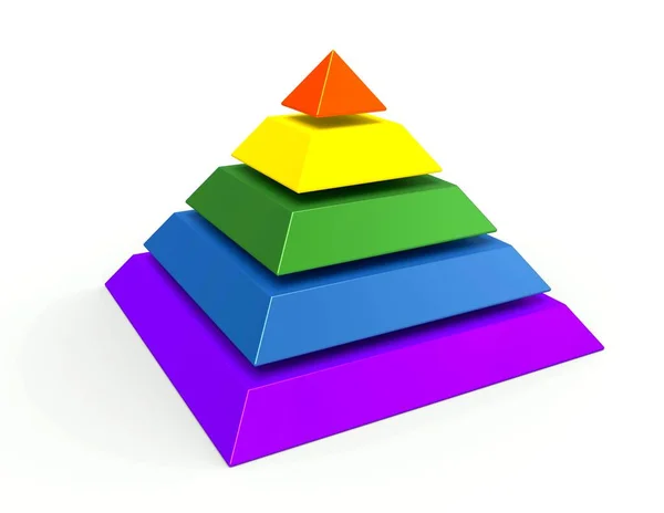Piramida Pięć Elementów Strategii Infografiki Biznesowe Wykres Piramidy Krokami Poziomy — Zdjęcie stockowe
