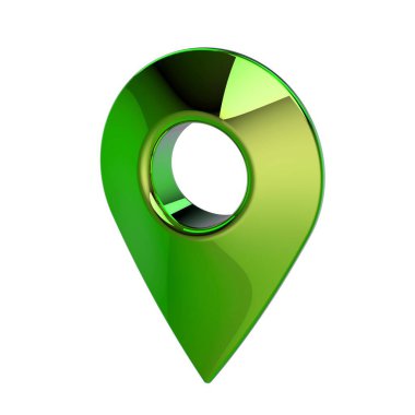 Konum lobutları. Konum sembolü. Seyir pimi kontrol ediliyor. Konum haritası simgeleri 3B illüstrasyon.