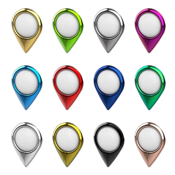 Farbige Stecknadeln Standortsymbol Navigator Pin Prüfung Lageplan Symbole Illustration — Stockfoto