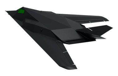F-117. Askeri gizli hava aracı. Siyah uçak. 3d illüstrasyon.