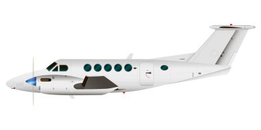 Uçak. Özel yolcu uçağı. Yüksek detaylı pervane düzlemi. Yolcu küçük uçak.