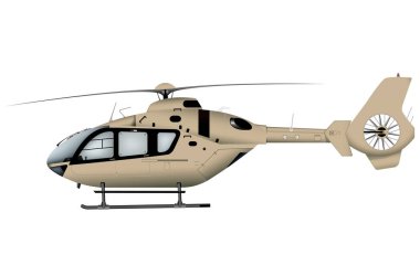 Turkuaz helikopter. Beyaz arka planda uçan bir helikopter. 3d illüstrasyon.