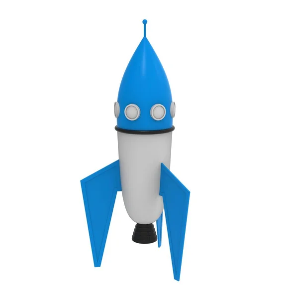 Rocket Space Ship Isolated White Background Cartoon Rocket Rocket Flying — Stock Photo, Image