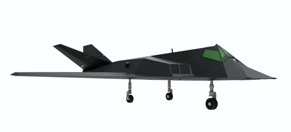 117 軍用ステルス航空機 黒い飛行機だ 3Dイラスト — ストック写真