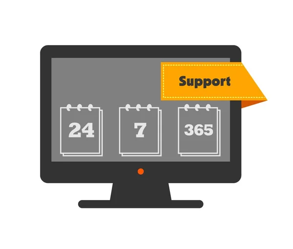 Online Support. 24/7/365 e-commerce service. Concept. Customer Service. Support System. Call center. 24 hours / 7 days in 365 days.