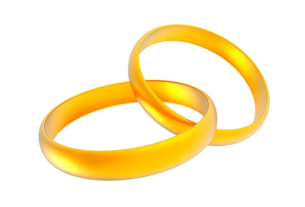 Duas Alianças Casamento Douradas Anéis Casamento Isolados Fundo Branco Ilustração — Fotografia de Stock