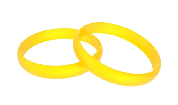 Два Золотых Обручальных Кольца Свадебные Кольца Изолированы Белом Фоне Иллюстрация — стоковое фото