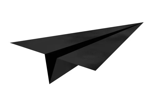 Black Paper Airplane Paper Plane Icon Origami Paper Folded Toy — Stock Photo, Image