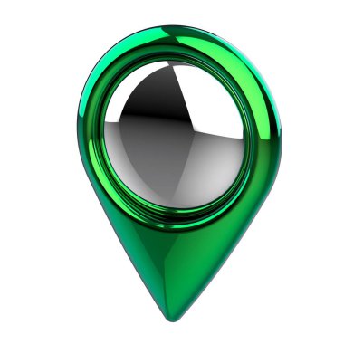 Konum lobutları. Konum sembolü. Seyir pimi kontrol ediliyor. Konum haritası simgeleri 3B illüstrasyon.