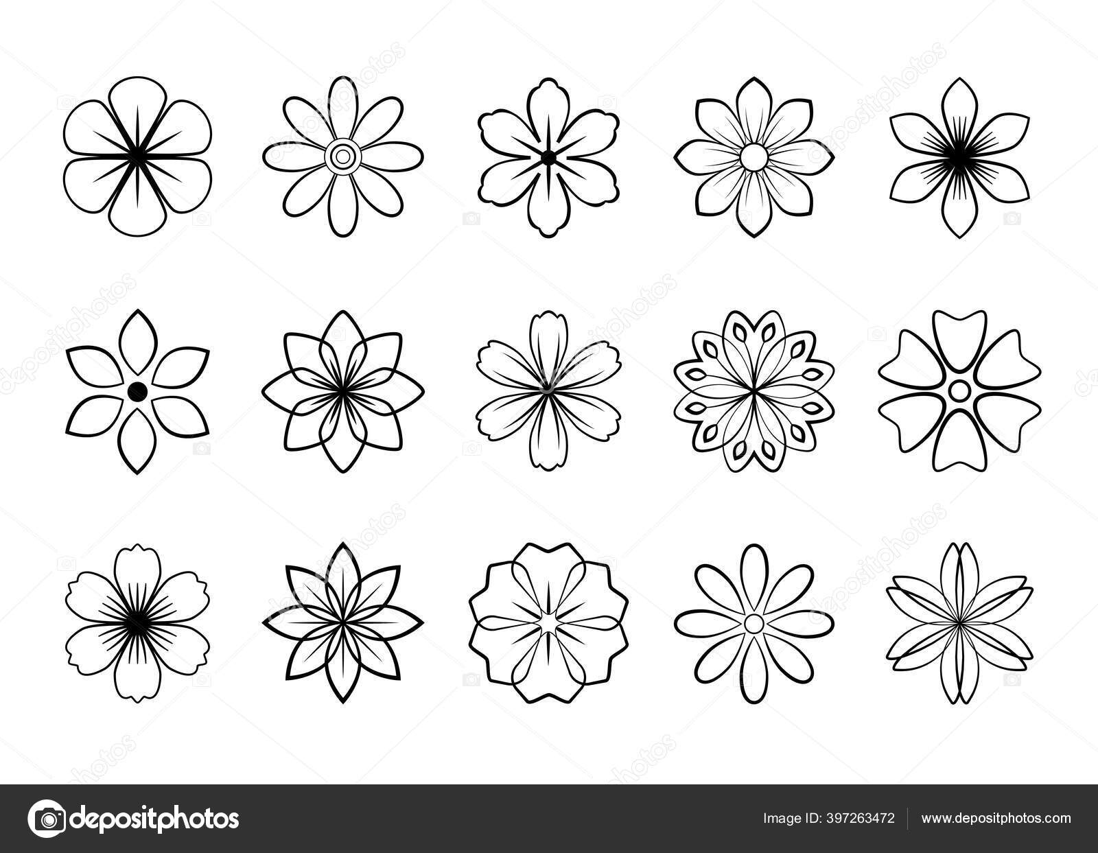 Simple Abstract Vector Flowers Icons