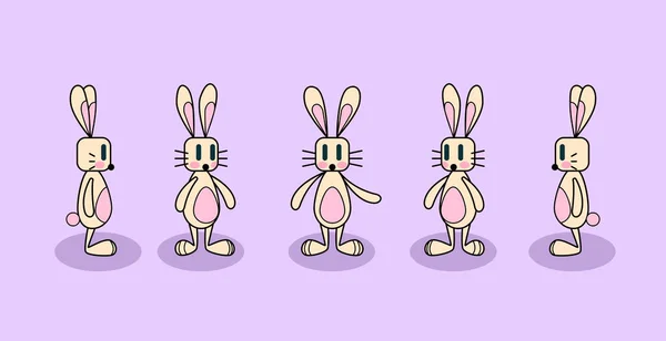 Vector Bunny Illustration Set Rabbit Collection Isolated Pink Background Bunnies — Stock Vector