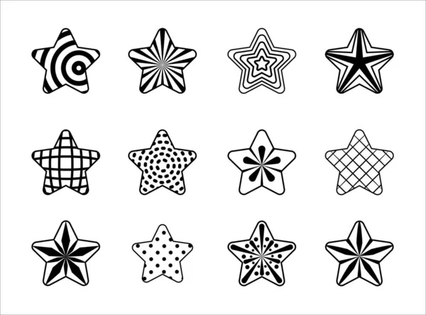 Conjunto Estrelas Vetoriais Coleção Estrelas Negras Estrelas Arte Linha Estrelas —  Vetores de Stock