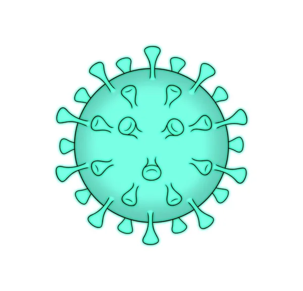 Covid 2019 Corona Virus Ilustrasi Biru Muda Terisolasi Pada Latar — Stok Foto