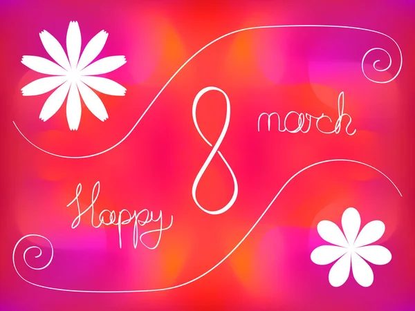 Happy March Congratulations Pink Background Flowers — Stock Photo, Image