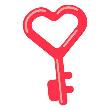 Pembe renkli parlak kalp anahtarı simgesi.