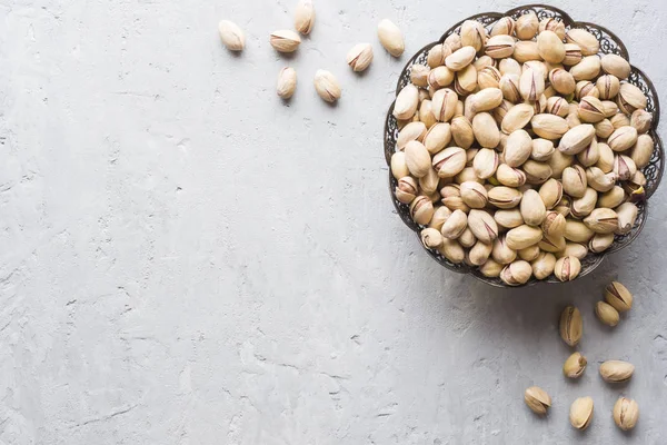 Lezzetli bir tabakta kopya alanı fıstık tuzlu.