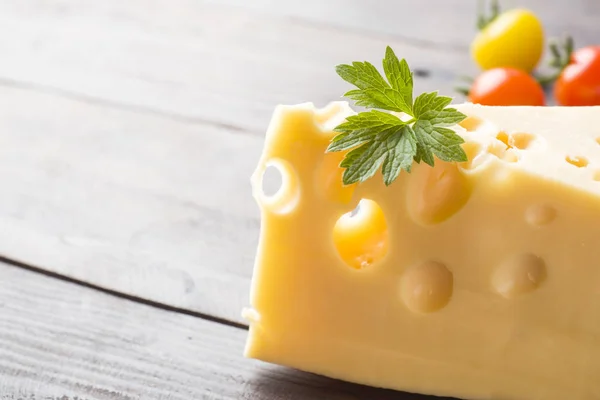 Cheese Tomatoes Dark Wooden Background Copy Space — Stock Photo, Image