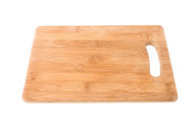 Tahta kesme tahtası beyaz arkaplanda izole edildi.