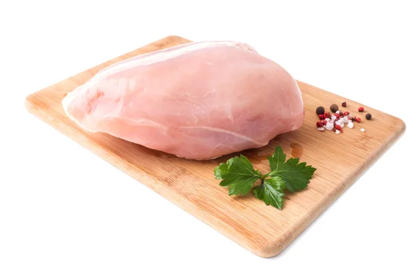 Fresh raw chicken on cutting board and spices for cooking Stock Photo by  ff-photo