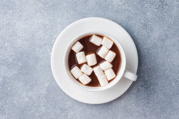 Copa Chocolate Caliente Con Malvavisco Centro Mesa Gris — Foto de Stock